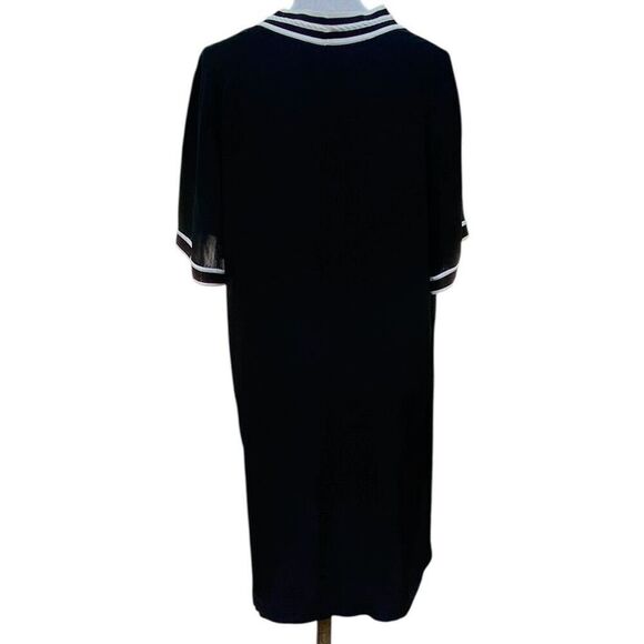 Rag & Bone Black V-Neck Tunic Dress L Striped Trim Short Sleeve Athletic Preppy - Picture 3 of 5